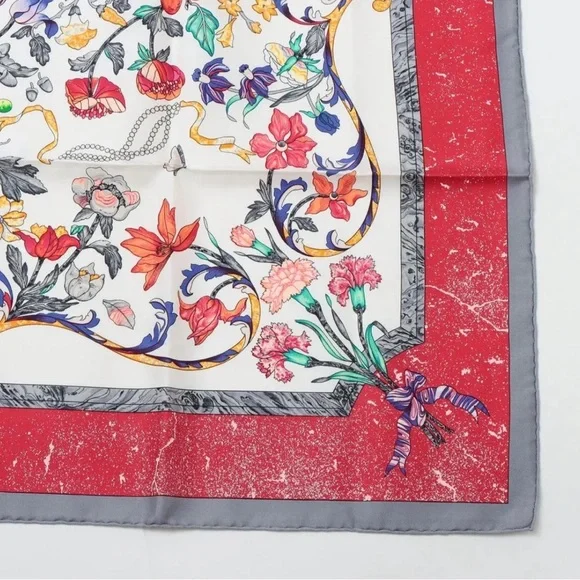 Hermes Carre 90 Pierres D' Orient Et D' Occident Silk Scarf Oriental Stones